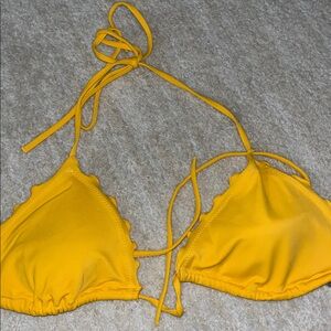 VS Pink Golden Yellow Triangle Ruffle Bikini Top